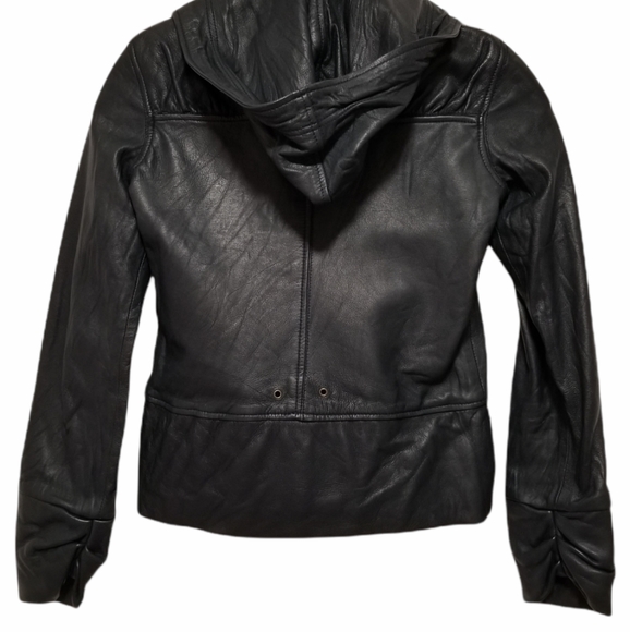 MIKE & CHRIS Genuine Leather Jacket Navy Blue/ (Grayish Blue) Detachable Hood - Picture 5 of 14